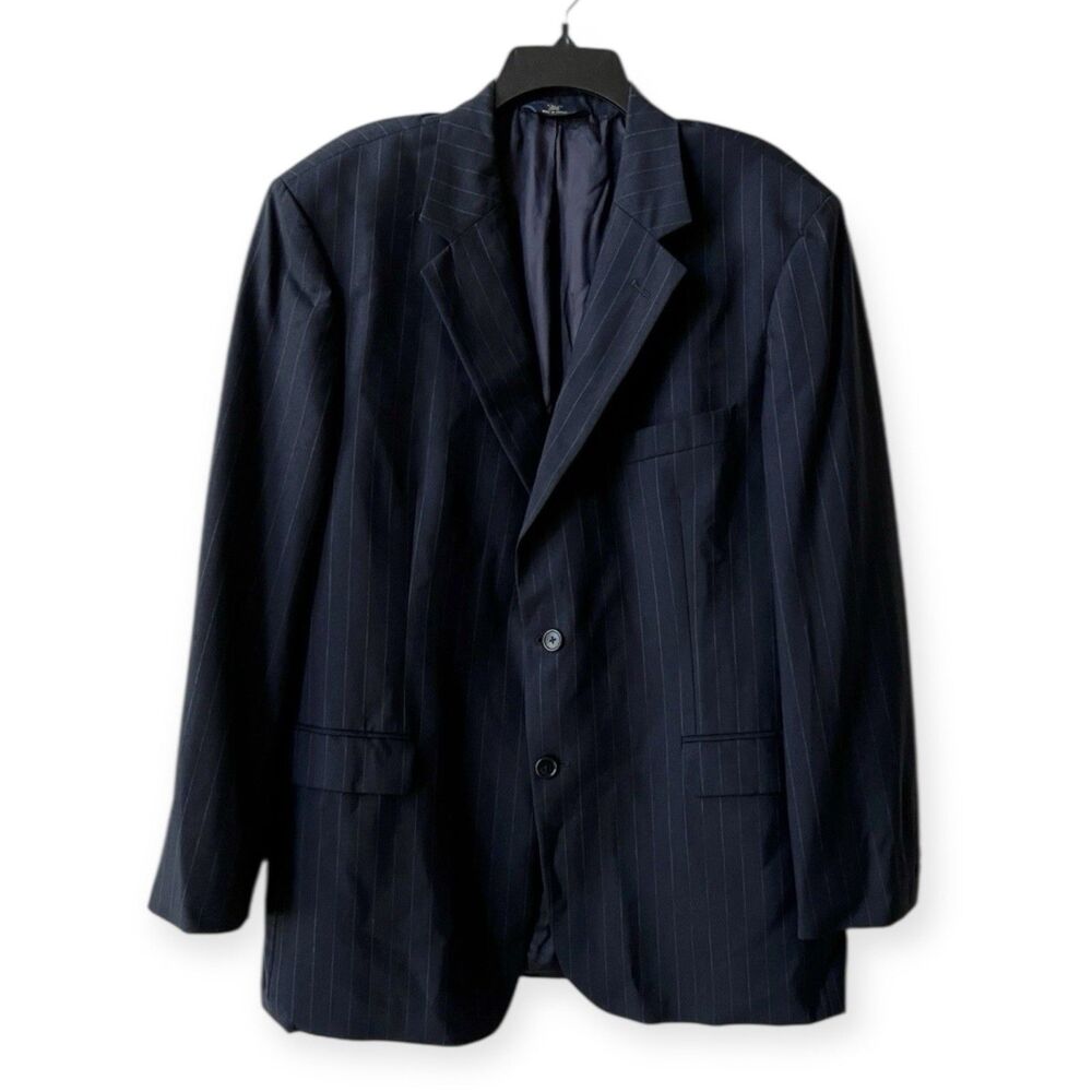Brooks Bothers 346 Stretch Wool Blazer Jacket 44R Navy Gray Striped Sport Coat
